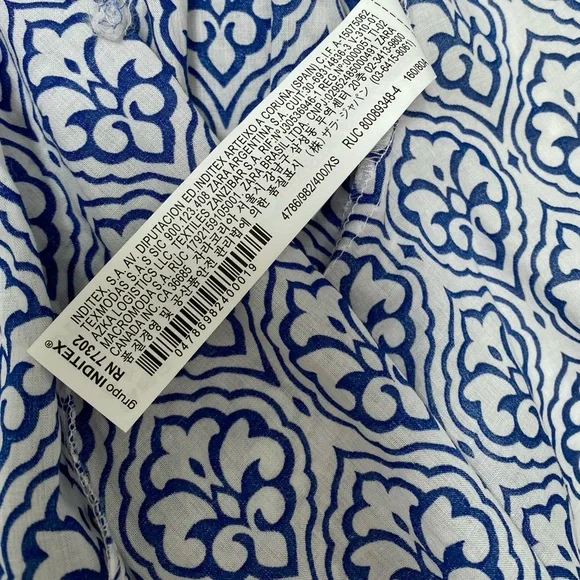 Front button closure Zara blue printed mini dress with collar size XS - Picture 6 of 7